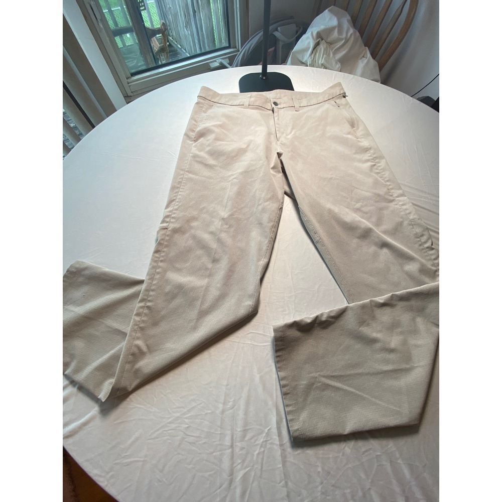 Lululemon Commission Pant Classic Tan Grid Texture Mens 36x30